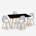 Set 4 stoelen Scandinavisch design rechthoekige tafel 80x120cm Flocs Dark Catalogus