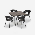Conjunto de 4 cadeiras design moderno mesa 80x80cm industrial restaurante cozinha Maeve Dark Keuze