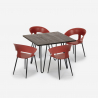 Horeca set met 4 moderne stoelen en tafel 80x80 cm in industrieel design Maeve Dark Kosten