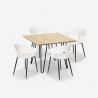 Conjunto mesa cozinha 80x80cm industrial 4 cadeiras design moderno Maeve Light Model