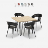 Conjunto mesa cozinha 80x80cm industrial 4 cadeiras design moderno Maeve Light Kortingen