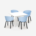 Set van 4 polypropyleen en metalen stoelen en vierkante tafel van 80x80 cm Krust Light Keuze