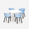 Set van 4 polypropyleen en metalen stoelen en vierkante tafel van 80x80 cm Krust Light Keuze