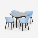 Conjunto mesa quadrada 80x80cm metal 4 cadeiras design moderno Krust Dark Keuze