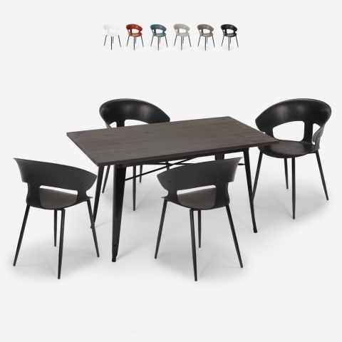 conjunto mesa de jantar cozinha 120x60cm Lix 4 cadeiras design moderno tecla Aanbieding