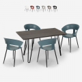 Set van 4 moderne design stoelen en industriële eettafel 120x60 cm Sixty Aanbieding