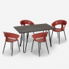 Set van 4 moderne design stoelen en industriële eettafel 120x60 cm Sixty Kosten