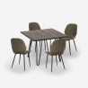 Industriële set met tafel 80x80 cm met 4 kunstleren design stoelen Wright Dark Keuze