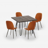 Conjunto bar cozinha mesa 80x80cm industrial 4 cadeiras design pele sintética Wright Dark Catalogus