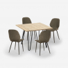 Conjunto 4 cadeiras design pele sintética mesa madeira metal 80x80cm Wright Light Voorraad