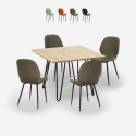 Conjunto 4 cadeiras design pele sintética mesa madeira metal 80x80cm Wright Light Verkoop