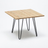 Conjunto 4 cadeiras design pele sintética mesa madeira metal 80x80cm Wright Light 