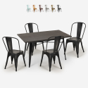 conjunto 4 cadeiras vintage mesa de jantar 120x60cm madeira metal summit Aanbieding