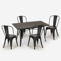 conjunto 4 cadeiras vintage mesa de jantar 120x60cm madeira metal summit Keuze
