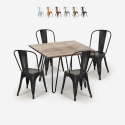 Set van 4 vintage stijl stoelen en industriële keukentafel 80x80 cm Hedges Kortingen