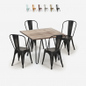 Set van 4 vintage stijl stoelen en industriële keukentafel 80x80 cm Hedges Kortingen