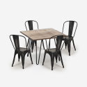 conjunto 4 cadeiras estilo Lix vintage mesa cozinha 80x80cm industrial hedges Prijs