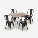 Set van 4 vintage stijl stoelen en industriële keukentafel 80x80 cm Hedges Prijs