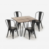 Set van 4 vintage stijl stoelen en industriële keukentafel 80x80 cm Hedges Prijs