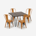 Set van 4 vintage stijl stoelen en industriële keukentafel 80x80 cm Hedges Dark Model