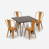 Set van 4 vintage stijl stoelen en industriële keukentafel 80x80 cm Hedges Dark Model