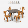 Set van 4 vintage stijl stoelen en industriële keukentafel 80x80 cm Hedges Dark Verkoop