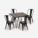 conjunto mesa quadrada 80x80cm madeira metal 4 cadeiras Lix vintage hedges dark Keuze