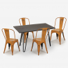 Vintage set met eettafel 120x60 cm van hout en metaal en 4 stoelen Weimar Model