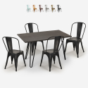 conjunto mesa de jantar 120x60cm madeira metal 4 cadeiras vintage weimar Kortingen