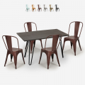 Vintage set met eettafel 120x60 cm van hout en metaal en 4 stoelen Weimar Aanbieding