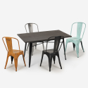 Industriële set met tafel 120x60 cm en 4 stoelen Harvey Aanbieding