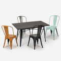 Industriële set met tafel 120x60 cm en 4 stoelen Harvey Aanbieding