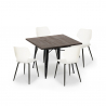 conjunto 4 cadeiras polipropileno mesa 80x80cm quadrada metal howe dark Model