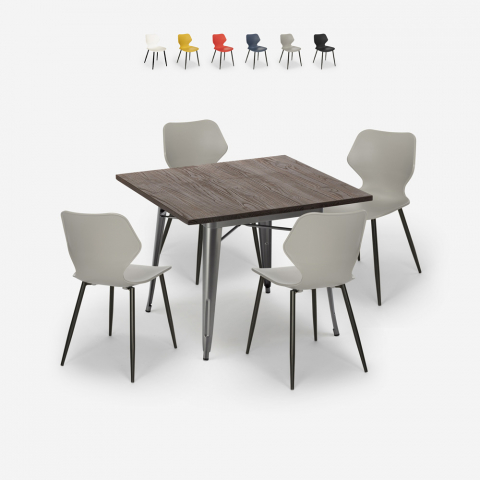 conjunto bar cozinha mesa quadrada 80x80cm Lix 4 cadeiras design moderno howe Aanbieding