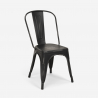 Industriële set met eettafel 80x80 cm cm en 4 vintage stoelen Dickson 