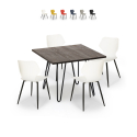 Conjunto 4 cadeiras design mesa quadrada 80x80cm madeira metal Sartis Dark Verkoop