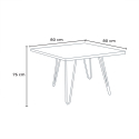 Conjunto 4 cadeiras design mesa quadrada 80x80cm madeira metal Sartis Dark 