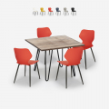 Conjunto mesa quadrada 80x80cm design industrial 4 cadeiras polipropilene Sartis Aanbieding