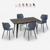 Industriële set met 4 stoelen en rechthoekige tafel 120x60 cm Bantum Korting