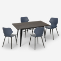 Industriële set met 4 stoelen en rechthoekige tafel 120x60 cm Bantum Afmetingen