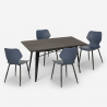 Industriële set met 4 stoelen en rechthoekige tafel 120x60 cm Bantum Afmetingen