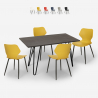 Industriële set met 4 stoelen en rechthoekige tafel 120x60 cm Pakis Korting