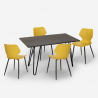 Industriële set met 4 stoelen en rechthoekige tafel 120x60 cm Pakis Afmetingen