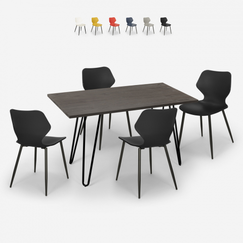 Conjunto cozinha sala de jantar 4 cadeiras design mesa Tolix 120x60cm Pakis