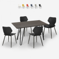 Industriële set met 4 stoelen en rechthoekige tafel 120x60 cm Pakis Aanbieding