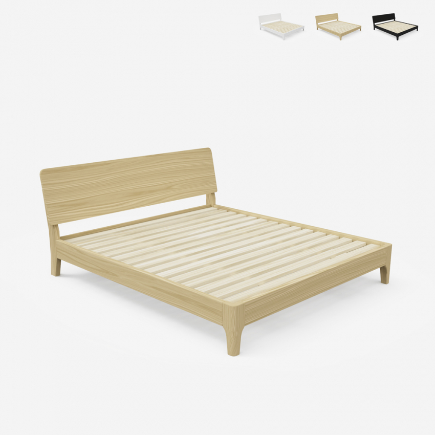 Modern design houten tweepersoonsbed 160x190 cm met lattenbodem en hoofdbord Linz Aanbieding Modern design houten tweepersoonsbed 160x190 cm met lattenbodem en hoofdbord Linz Aanbieding