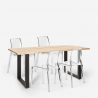 Industriële set met eettafel 160x80 cm en 4 transparante designstoelen Hilton Catalogus