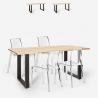 Industriële set met eettafel 160x80 cm en 4 transparante designstoelen Hilton Korting