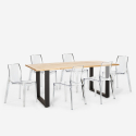 Conjunto 6 cadeiras design transparente mesa de jantar 180x80cm industrial Vice Aanbod