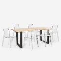 Set van 6 transparante stoelen en industriële eettafel 180x80 cm Vice Keuze